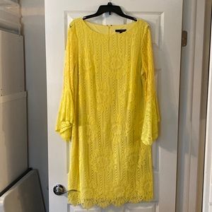 NEW yellow lace dress with trumpet sleeves size 14